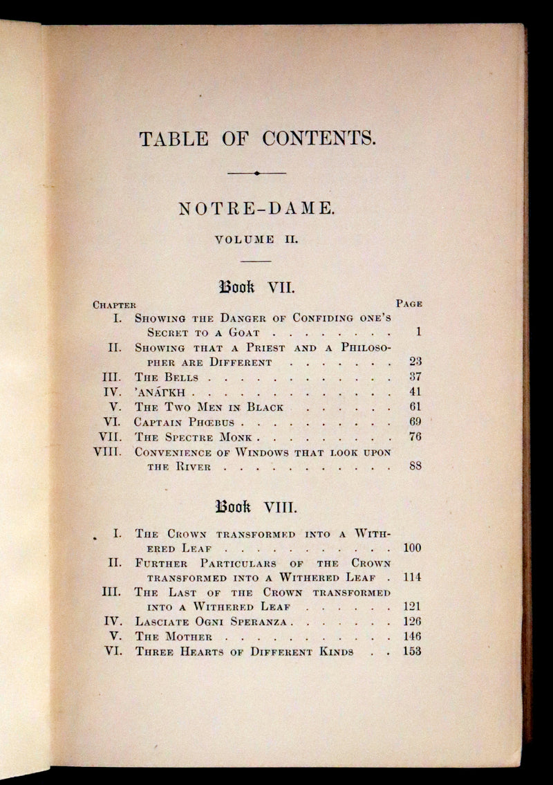 1897 Rare Victorian Book set - NOTRE-DAME de Paris, The Hunchback of Notre-Dame by Victor Hugo. Gothic.