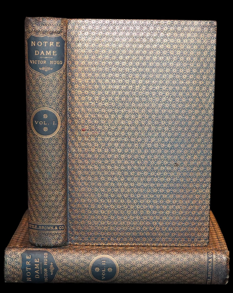 1897 Rare Victorian Book set - NOTRE-DAME de Paris, The Hunchback of Notre-Dame by Victor Hugo. Gothic.