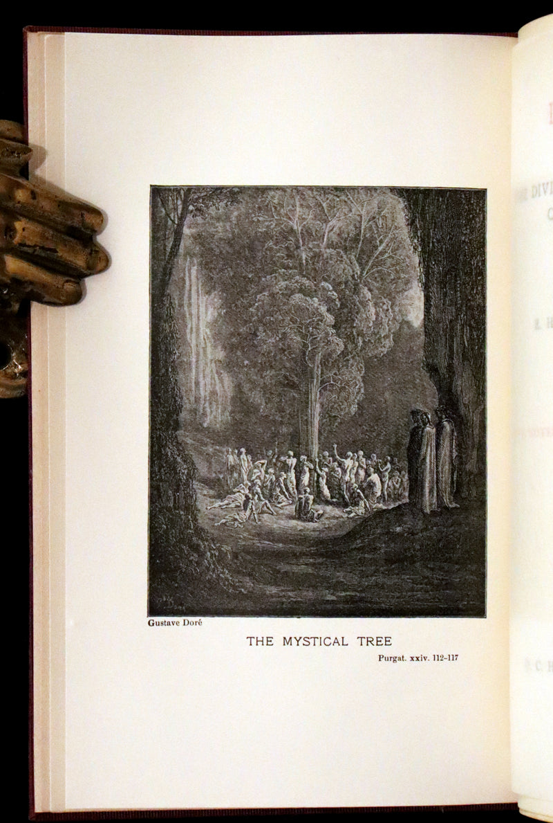 1899 Rare fine Dante book set in Bookcase - The Divina Commedia and Canzoniere translated by Edward Plumptre.