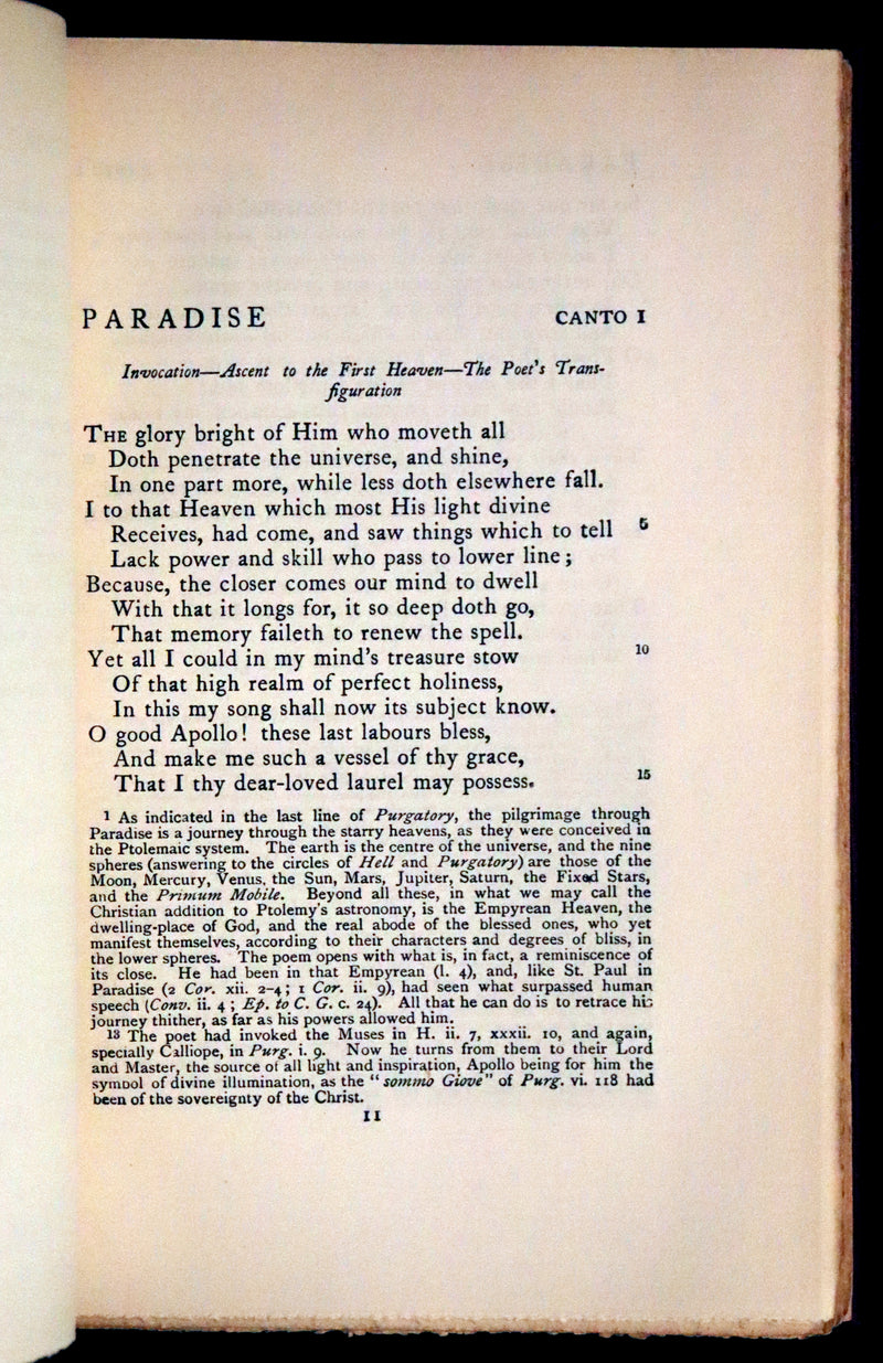1899 Rare fine Dante book set in Bookcase - The Divina Commedia and Canzoniere translated by Edward Plumptre.