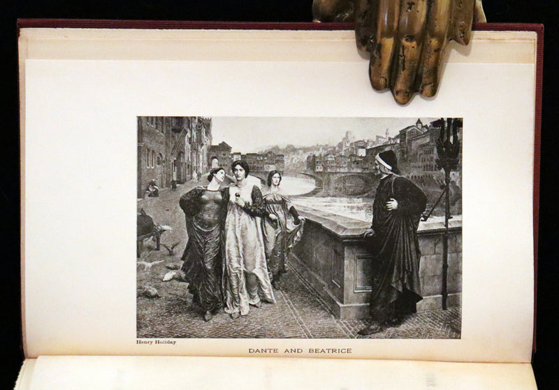 1899 Rare fine Dante book set in Bookcase - The Divina Commedia and Canzoniere translated by Edward Plumptre.