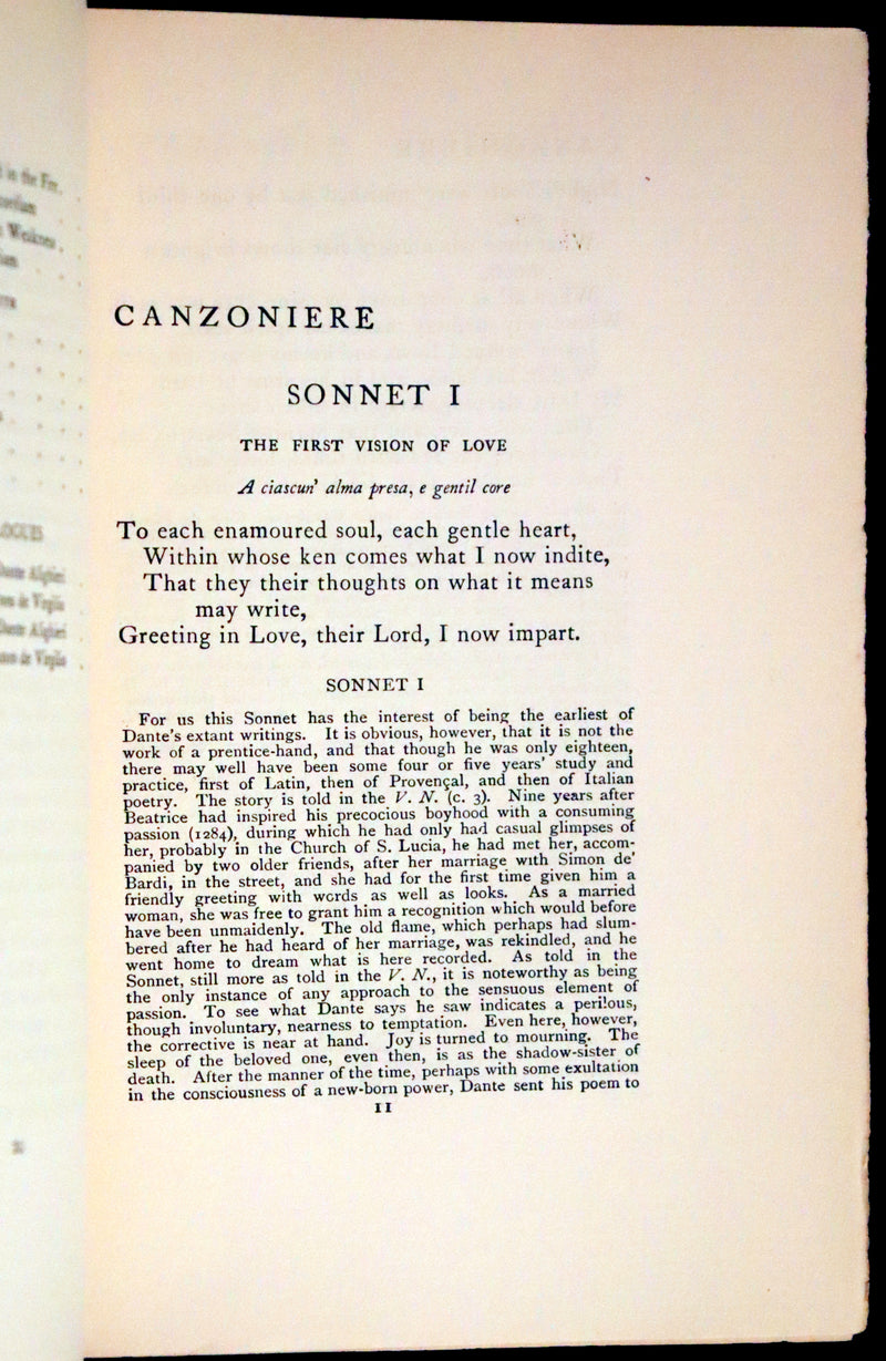 1899 Rare fine Dante book set in Bookcase - The Divina Commedia and Canzoniere translated by Edward Plumptre.