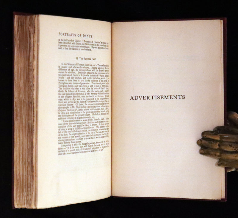 1899 Rare fine Dante book set in Bookcase - The Divina Commedia and Canzoniere translated by Edward Plumptre.