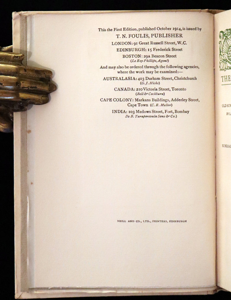 1914 Rare First Edition - A BOOK OF OLD SUNDIALS & THEIR MOTTOES, binding design by Jessie M. King.