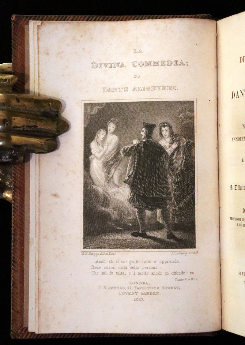 1827 Scarce London Italian Edition - La Divina Commedia di DANTE ALIGHIERI - The Divine Comedy.