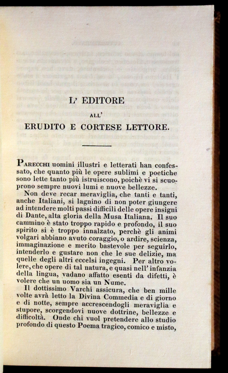 1827 Scarce London Italian Edition - La Divina Commedia di DANTE ALIGHIERI - The Divine Comedy.