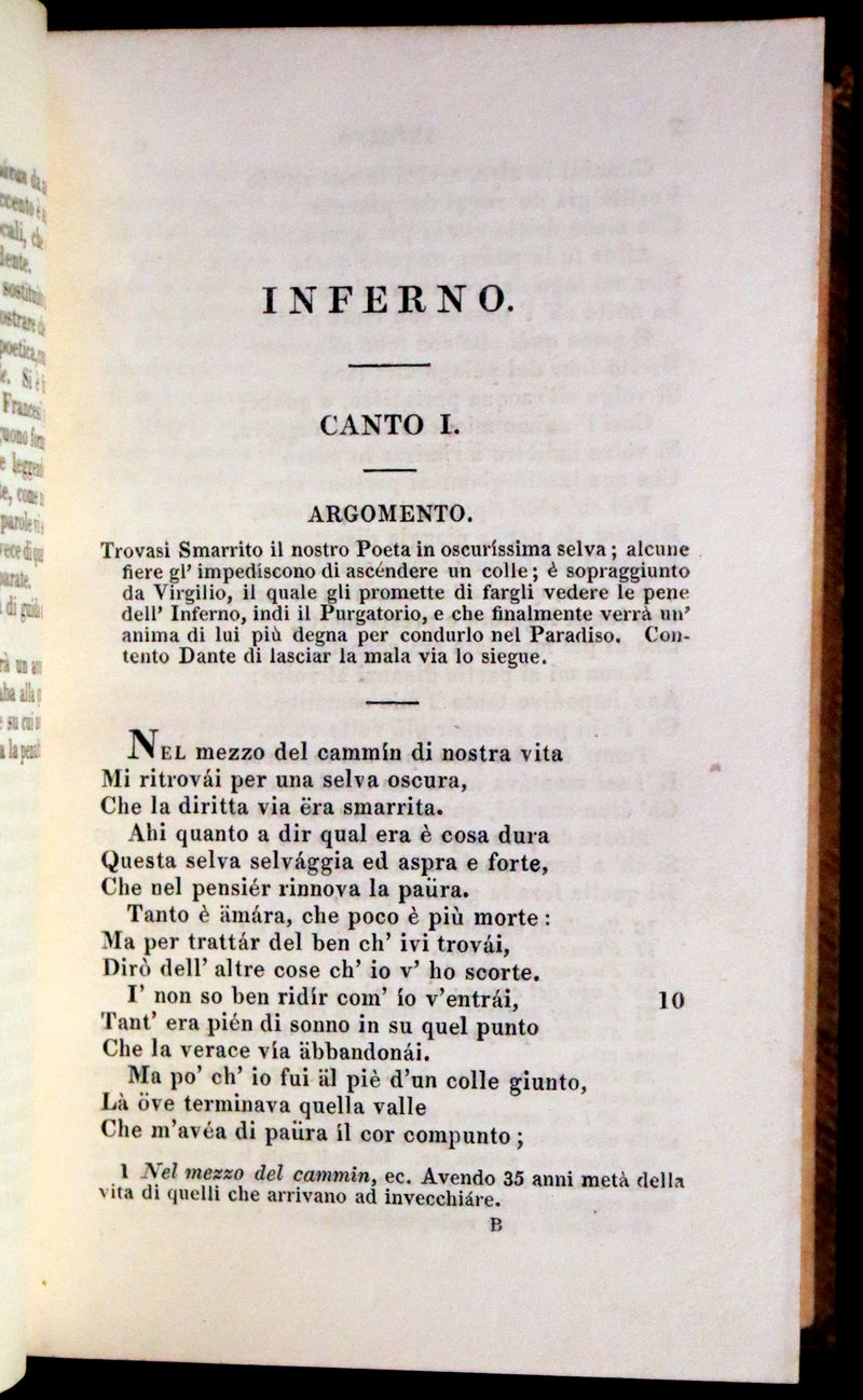 1827 Scarce London Italian Edition - La Divina Commedia di DANTE ALIGHIERI - The Divine Comedy.
