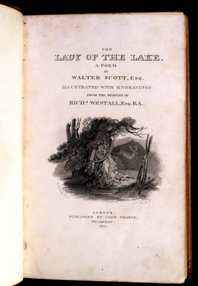 1811 Rare Book in a beautiful binding ~ The LADY OF THE LAKE by Sir Walter Scott Illustrated by Richard Westall.