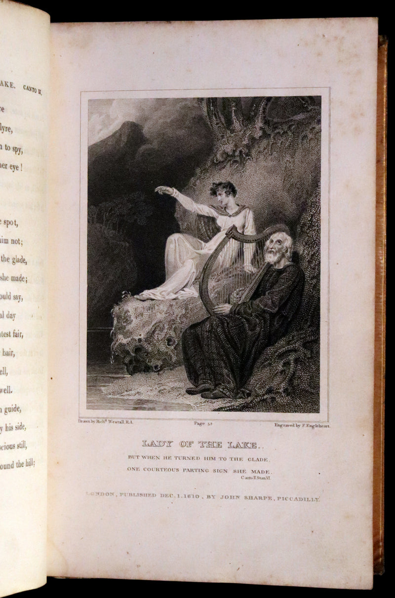 1811 Rare Book in a beautiful binding ~ The LADY OF THE LAKE by Sir Walter Scott Illustrated by Richard Westall.