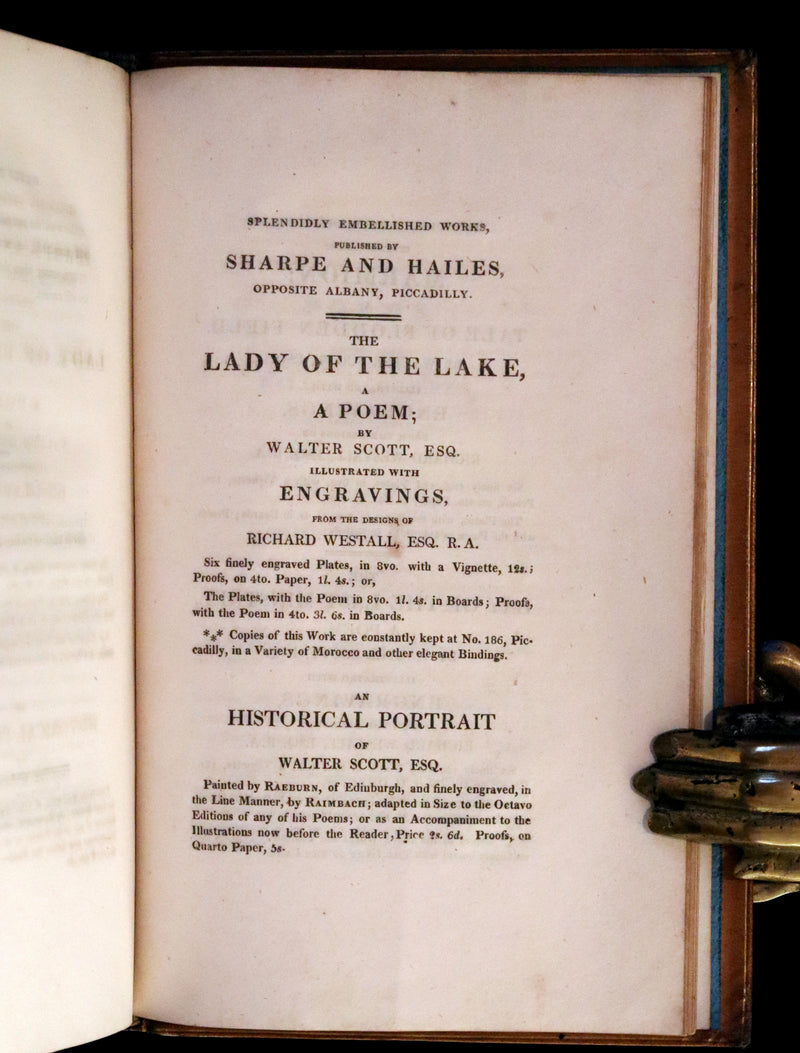 1811 Rare Book in a beautiful binding ~ The LADY OF THE LAKE by Sir Walter Scott Illustrated by Richard Westall.
