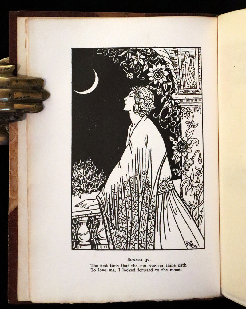 1922 Scarce Bayntun First Limited Edition - Sonnets From the Portuguese, love sonnets by Elizabeth Barrett Browning illustrated by Louise Gaston.