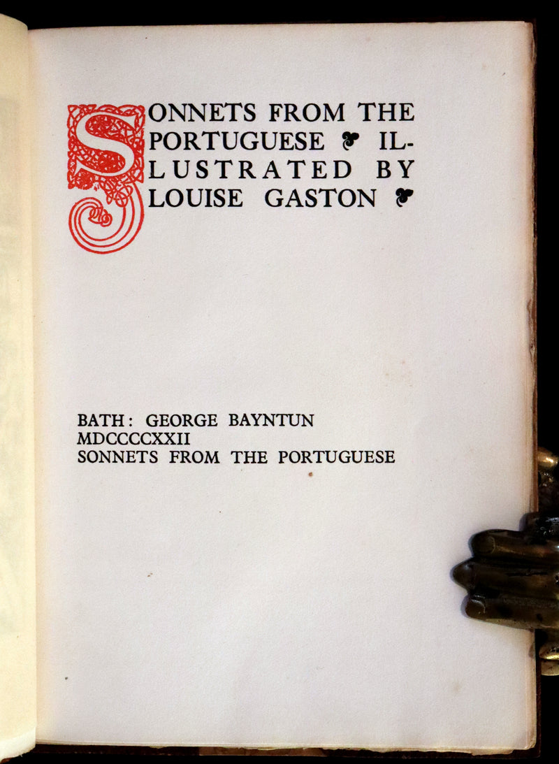 1922 Scarce Bayntun First Limited Edition - Sonnets From the Portuguese, love sonnets by Elizabeth Barrett Browning illustrated by Louise Gaston.