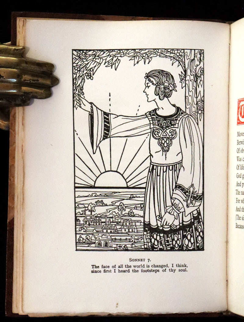 1922 Scarce Bayntun First Limited Edition - Sonnets From the Portuguese, love sonnets by Elizabeth Barrett Browning illustrated by Louise Gaston.