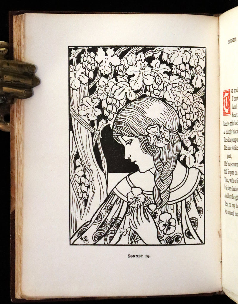 1922 Scarce Bayntun First Limited Edition - Sonnets From the Portuguese, love sonnets by Elizabeth Barrett Browning illustrated by Louise Gaston.