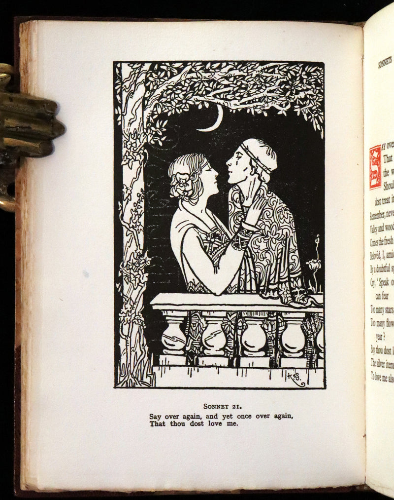 1922 Scarce Bayntun First Limited Edition - Sonnets From the Portuguese, love sonnets by Elizabeth Barrett Browning illustrated by Louise Gaston.
