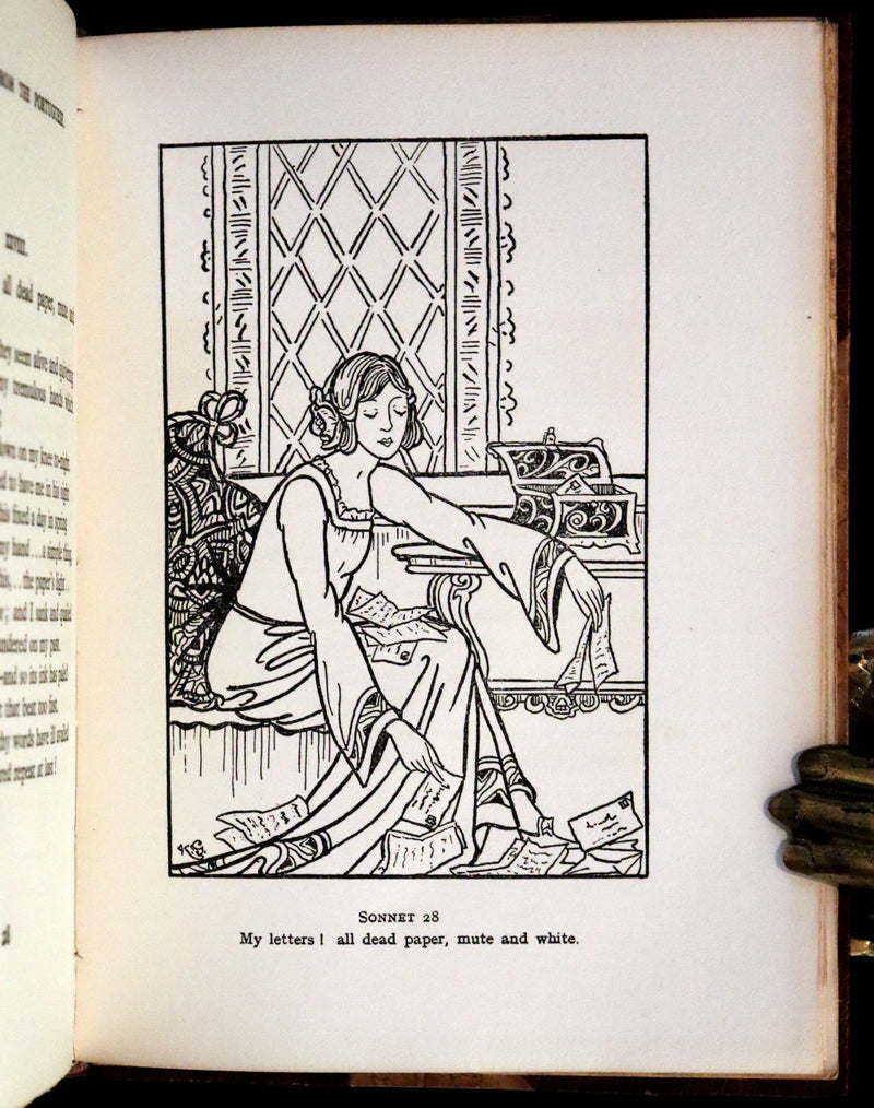 1922 Scarce Bayntun First Limited Edition - Sonnets From the Portuguese, love sonnets by Elizabeth Barrett Browning illustrated by Louise Gaston.