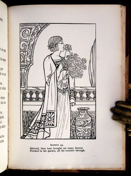 1922 Scarce Bayntun First Limited Edition - Sonnets From the Portuguese, love sonnets by Elizabeth Barrett Browning illustrated by Louise Gaston.