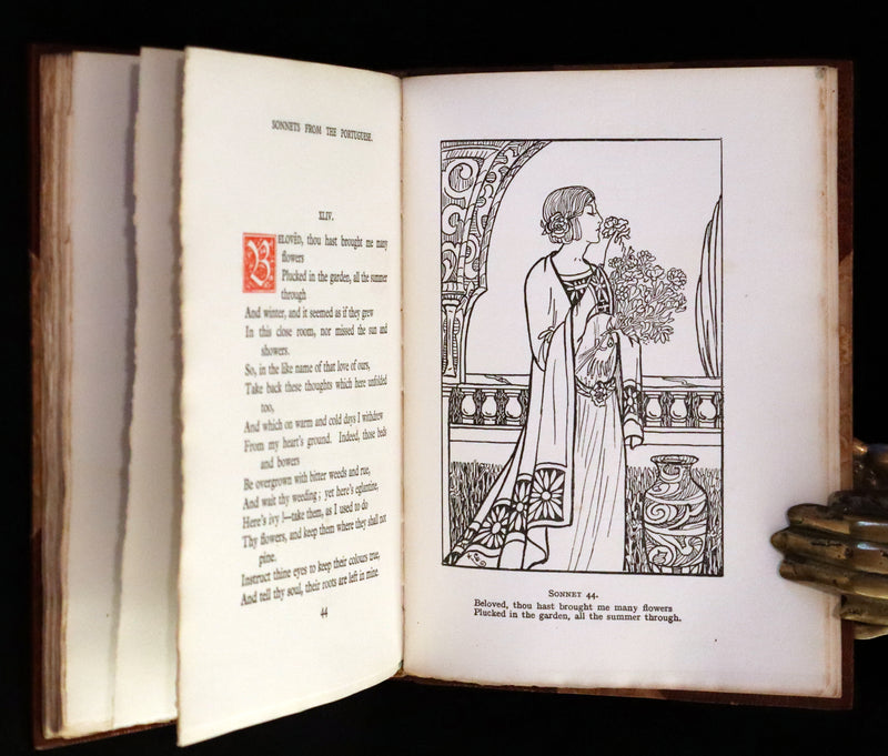 1922 Scarce Bayntun First Limited Edition - Sonnets From the Portuguese, love sonnets by Elizabeth Barrett Browning illustrated by Louise Gaston.