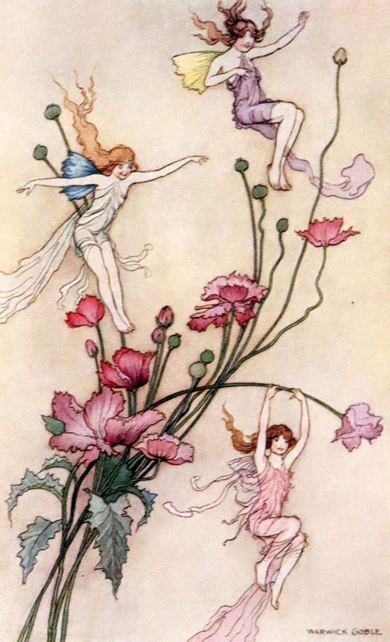 1920 Rare First Edition - THE BOOK OF FAIRY POETRY Illustrated in color by Warwick Goble.