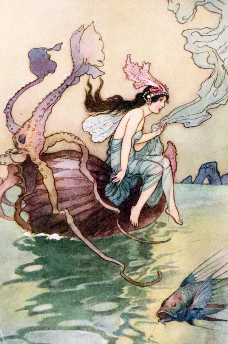 1920 Rare First Edition - THE BOOK OF FAIRY POETRY Illustrated in color by Warwick Goble.
