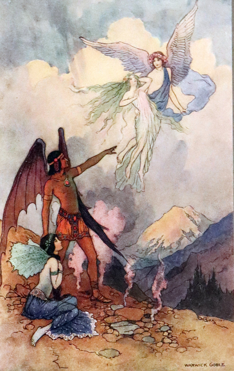 1920 Rare First Edition - THE BOOK OF FAIRY POETRY Illustrated in color by Warwick Goble.