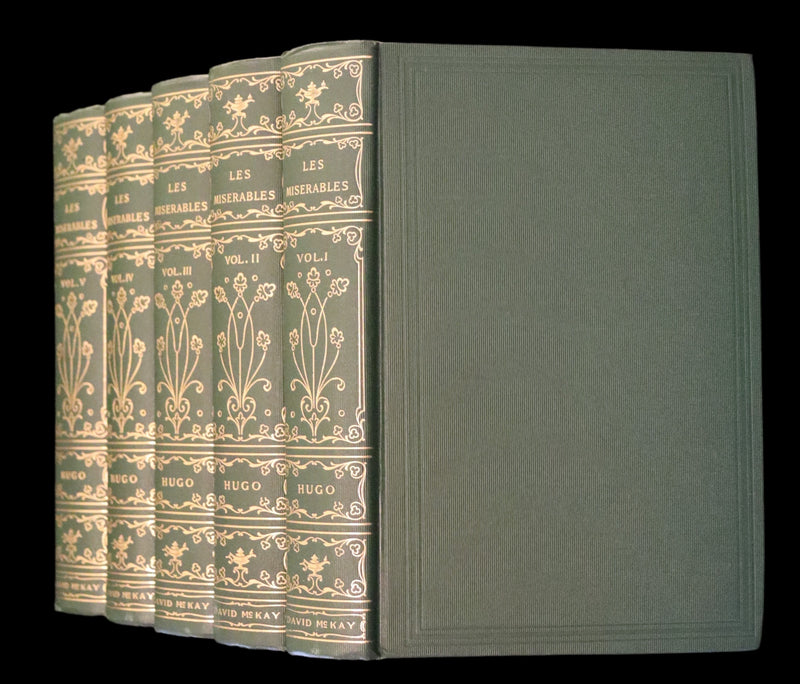 1890 Rare Victorian Book set - LES MISERABLES by Victor Hugo Illustrated by Francois Flameng.