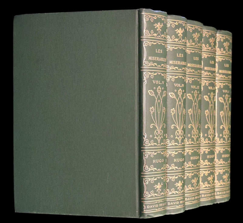 1890 Rare Victorian Book set - LES MISERABLES by Victor Hugo Illustrated by Francois Flameng.