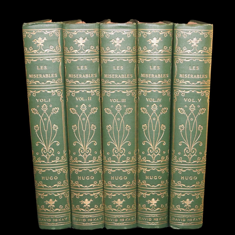 1890 Rare Victorian Book set - LES MISERABLES by Victor Hugo Illustrated by Francois Flameng.