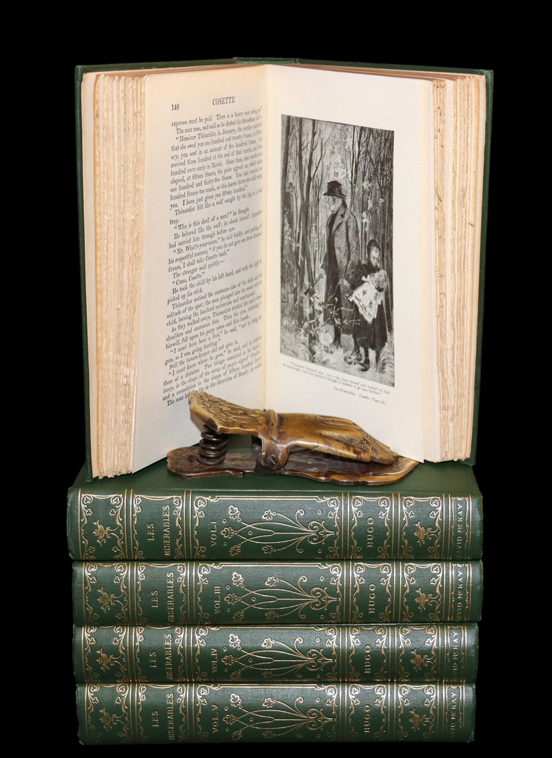 1890 Rare Victorian Book set - LES MISERABLES by Victor Hugo Illustrated by Francois Flameng.