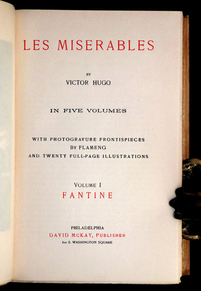 1890 Rare Victorian Book set - LES MISERABLES by Victor Hugo Illustrated by Francois Flameng.