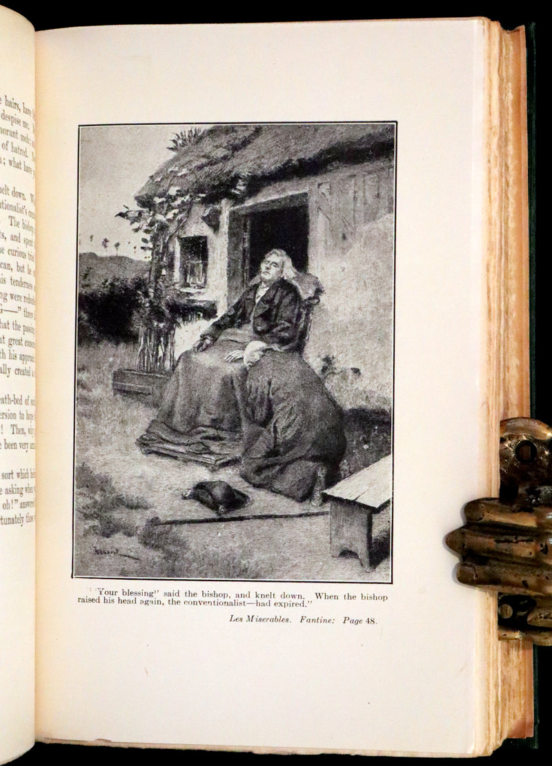 1890 Rare Victorian Book set - LES MISERABLES by Victor Hugo Illustrated by Francois Flameng.