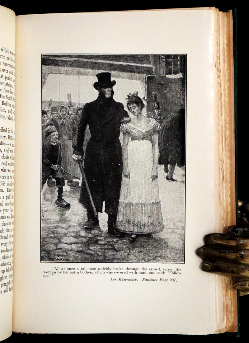 1890 Rare Victorian Book set - LES MISERABLES by Victor Hugo Illustrated by Francois Flameng.