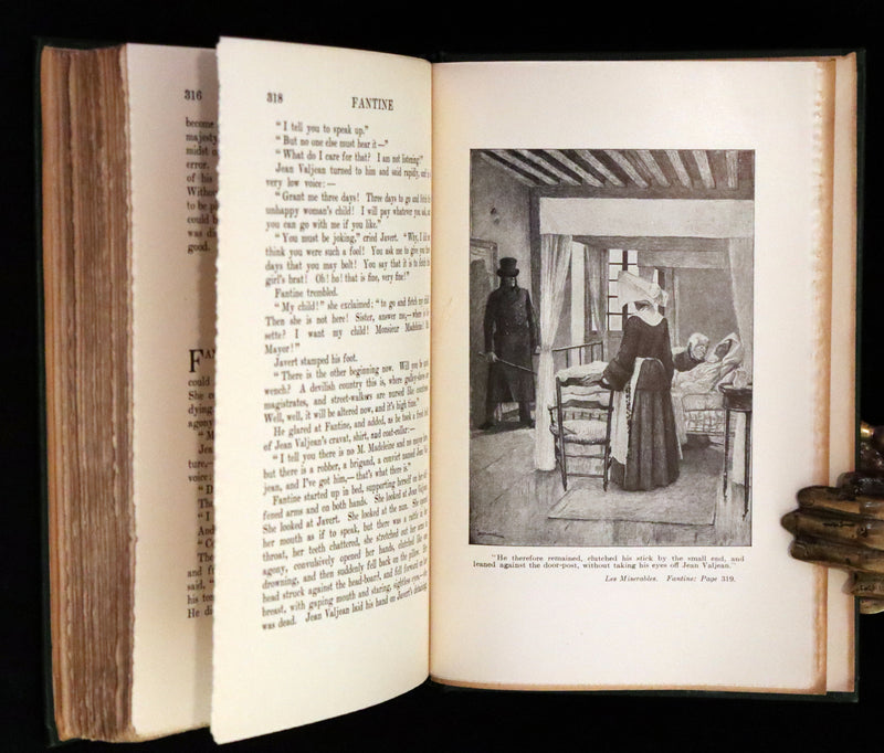 1890 Rare Victorian Book set - LES MISERABLES by Victor Hugo Illustrated by Francois Flameng.