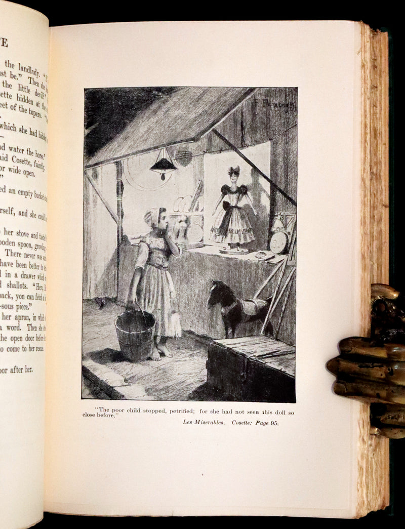 1890 Rare Victorian Book set - LES MISERABLES by Victor Hugo Illustrated by Francois Flameng.