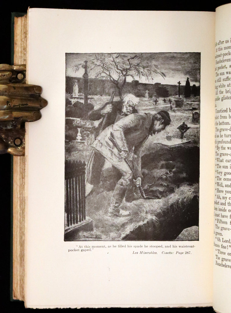 1890 Rare Victorian Book set - LES MISERABLES by Victor Hugo Illustrated by Francois Flameng.