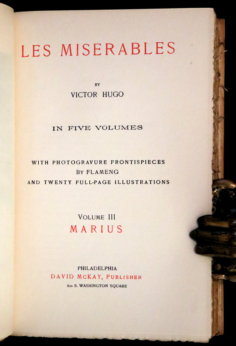 1890 Rare Victorian Book set - LES MISERABLES by Victor Hugo Illustrated by Francois Flameng.