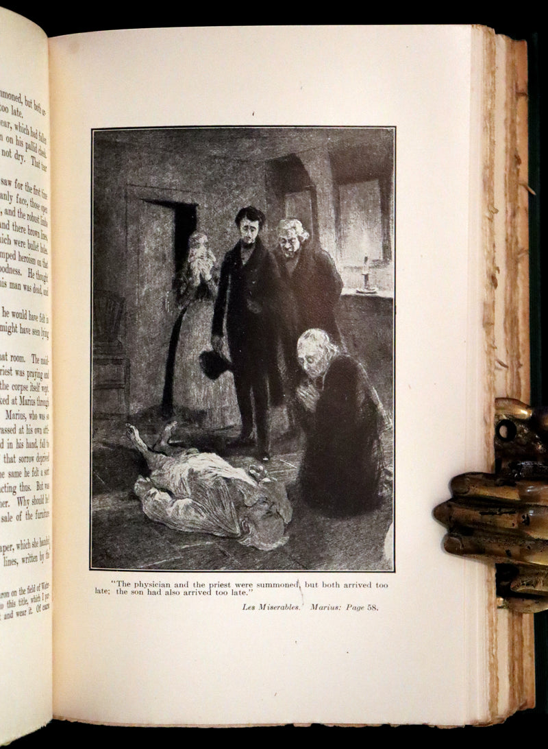 1890 Rare Victorian Book set - LES MISERABLES by Victor Hugo Illustrated by Francois Flameng.