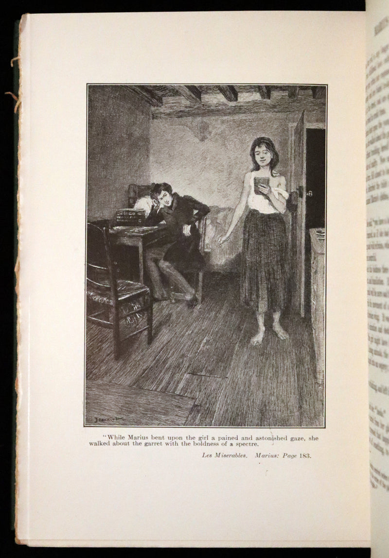 1890 Rare Victorian Book set - LES MISERABLES by Victor Hugo Illustrated by Francois Flameng.