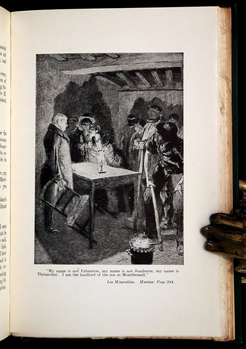 1890 Rare Victorian Book set - LES MISERABLES by Victor Hugo Illustrated by Francois Flameng.
