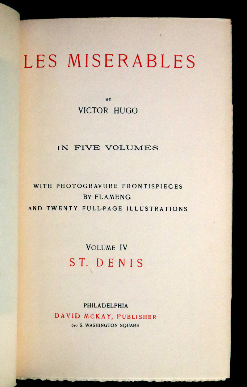 1890 Rare Victorian Book set - LES MISERABLES by Victor Hugo Illustrated by Francois Flameng.