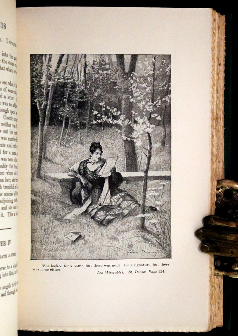 1890 Rare Victorian Book set - LES MISERABLES by Victor Hugo Illustrated by Francois Flameng.
