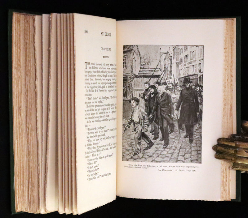 1890 Rare Victorian Book set - LES MISERABLES by Victor Hugo Illustrated by Francois Flameng.