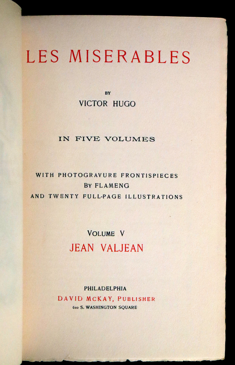 1890 Rare Victorian Book set - LES MISERABLES by Victor Hugo Illustrated by Francois Flameng.