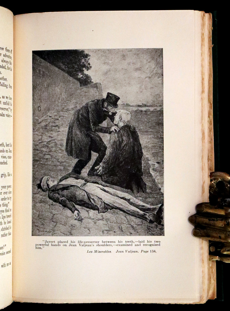 1890 Rare Victorian Book set - LES MISERABLES by Victor Hugo Illustrated by Francois Flameng.