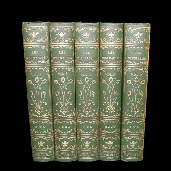 1890 Rare Victorian Book set - LES MISERABLES by Victor Hugo Illustrated by Francois Flameng.