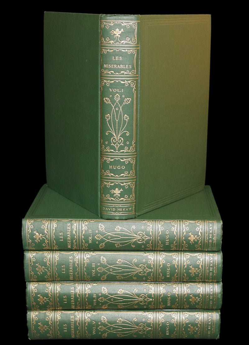 1890 Rare Victorian Book set - LES MISERABLES by Victor Hugo Illustrated by Francois Flameng.