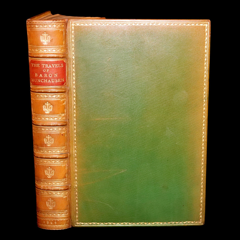 1869 Sangorski Binding - The Travels and Surprising Adventures of Baron MUNCHAUSEN. With THIRTY-SEVEN COLOR Illustrations.