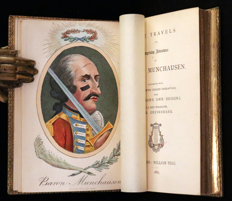 1869 Sangorski Binding - The Travels and Surprising Adventures of Baron MUNCHAUSEN. With THIRTY-SEVEN COLOR Illustrations.