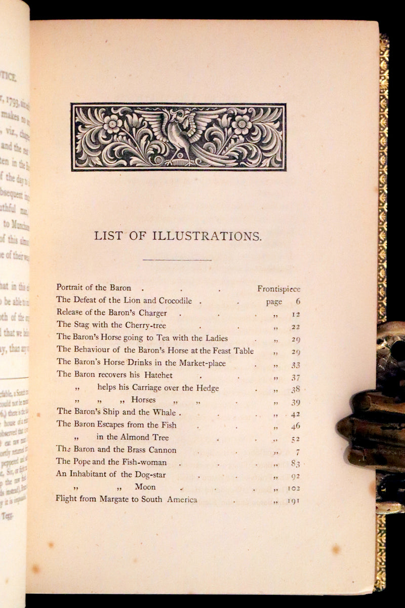 1869 Sangorski Binding - The Travels and Surprising Adventures of Baron MUNCHAUSEN. With THIRTY-SEVEN COLOR Illustrations.