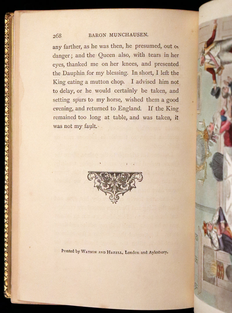 1869 Sangorski Binding - The Travels and Surprising Adventures of Baron MUNCHAUSEN. With THIRTY-SEVEN COLOR Illustrations.